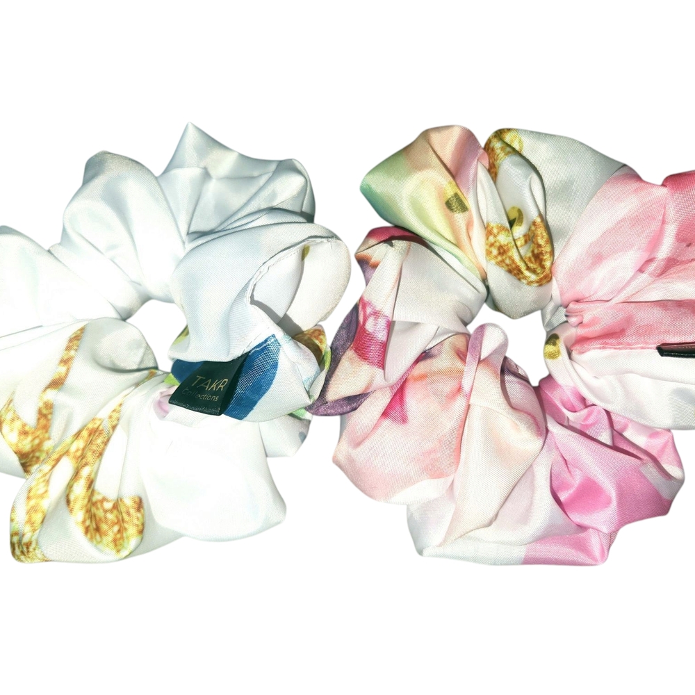 Tart Collections Pink and White Floral Hair Scrunchie. - Picture 12 of 12